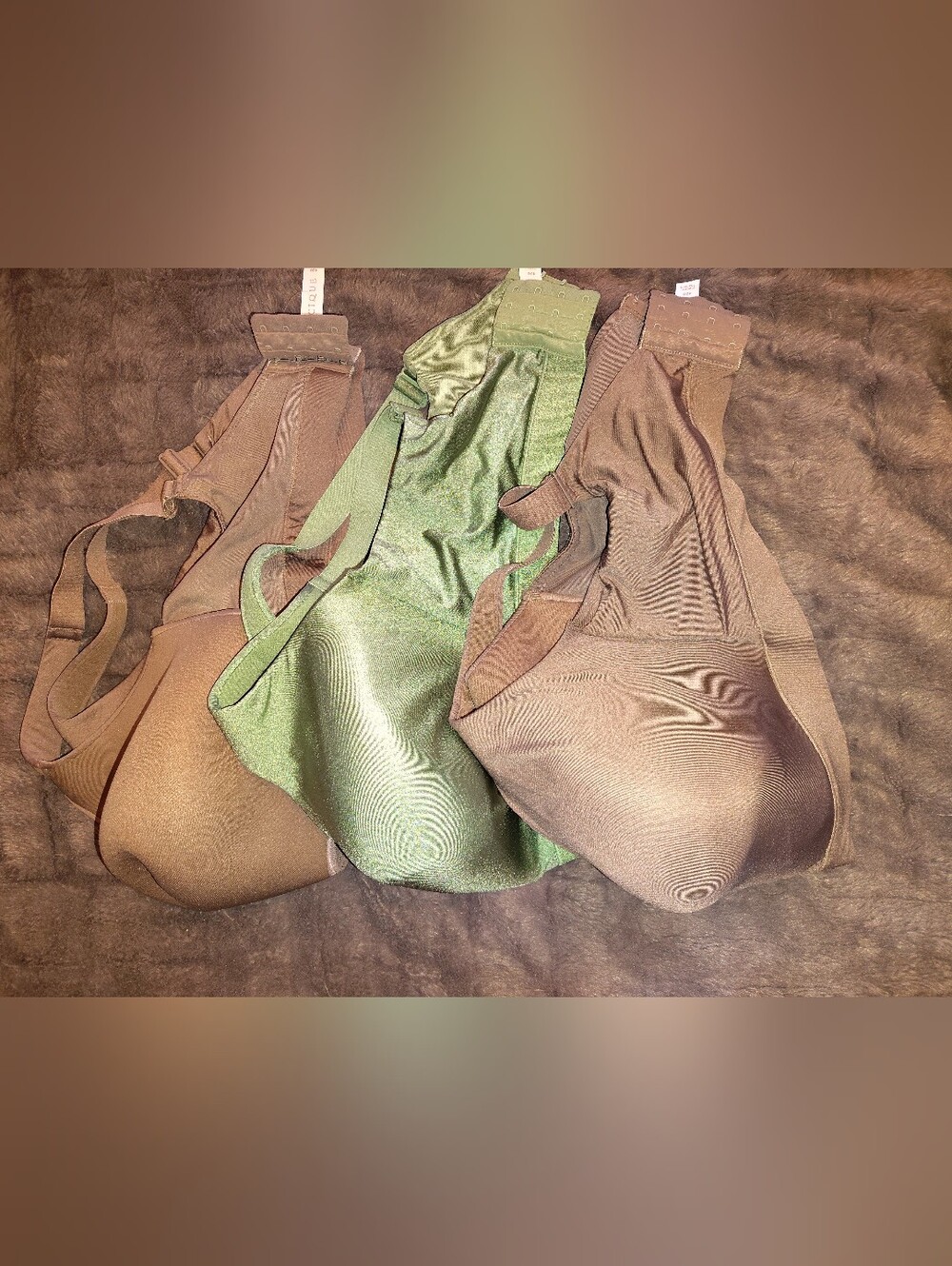Set Of 3, 42G Cacique Smooth Wireless Bras - Brown & Olive